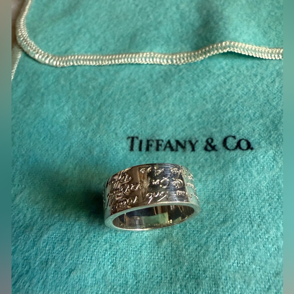 Tiffany and Co 925 Sterling Silver 5th Ave Wide Notes Ring